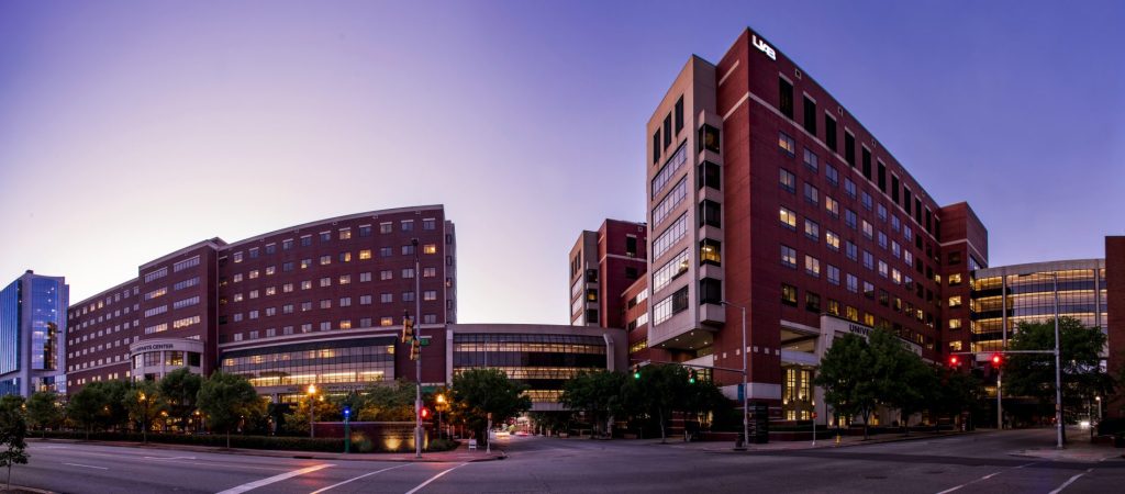 UAB Medical Center Buildings at dusk